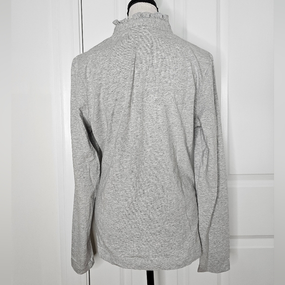 Women's Gray Ruffle-Trim Button Front Top - Picture 2 of 3